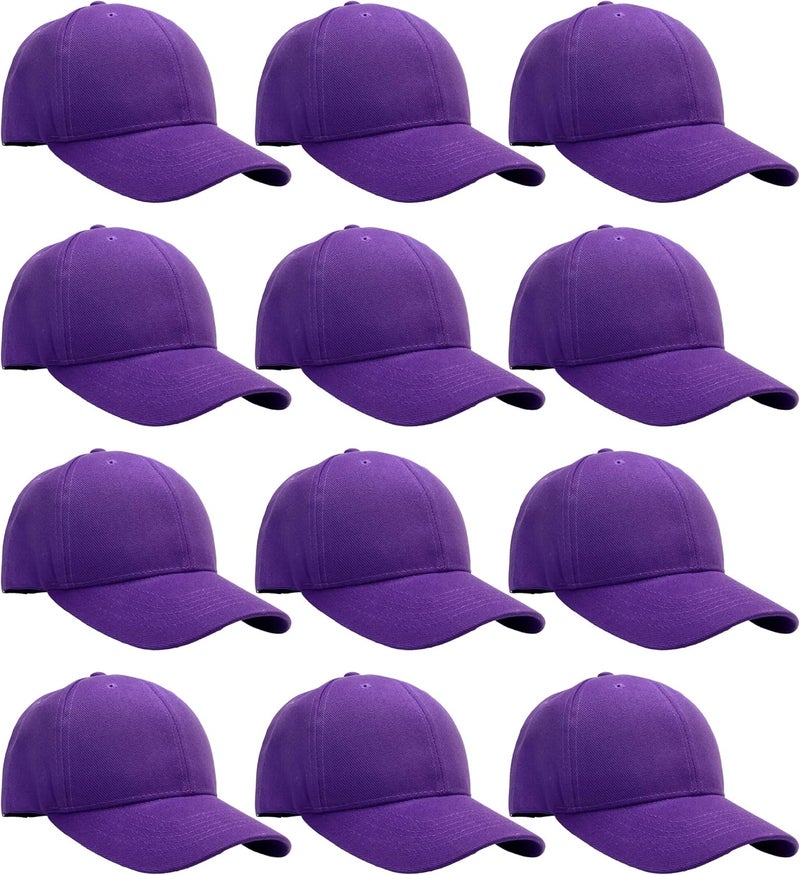 Falari Wholesale Bulk Lot 12-Pack Baseball Cap Adjustable Size Plain Blank Solid Color - Image 1